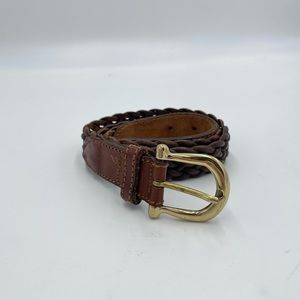 Italian Braided Leather Belt With Brass Hardware